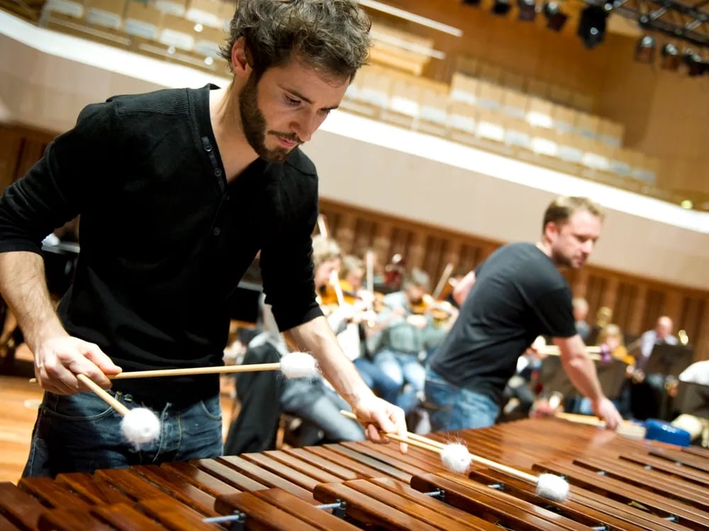 Alexandre Esperet, TROMP winnaar in 2012, samen met Colin Currie tijdens de Finale. Foto: Claudia Hansen